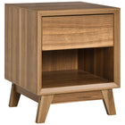 HOMCOM - Table de chevet pour chambre - noyer-La table d'appoint avec un tiroir et une étagère offre un espace de rangement spacieux pour placer des objets 