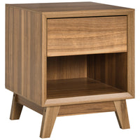 HOMCOM - Table de chevet pour chambre - noyer-La table d'appoint avec un tiroir et une étagère offre un espace de rangement spacieux pour placer des objets 