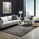 Modway - Westia Vintage turc orné Tapis de comédie 8 pi l x 10 pi L - Brun foncé et bleu argenté-Tissage serré à poil bas