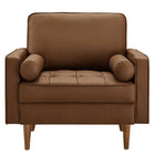 Modway - Valour Touffe Cuir végane Fauteuil d’accent - Brown-Assemblée requise