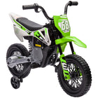 Qaba - Moto tout-terrain pour enfants 12V avec accélérateur à poignée tournante, roues d'entraînement, musique, pour tout-petits 3-6 ans - vert-Le contrôle manuel de l'accélérateur ajuste la vitesse entre 1,5-3,1 mi/h (2,4-5 km/h) 