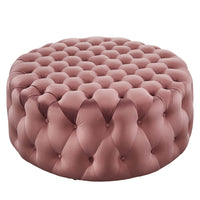 Modway - Amour Gros rond à boutons touffés Performance Velvet Ottoman - Rose poussiéreuse-Ottoman à accents à boutons touffés