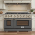 Kucht - 48 po Série KFX-X style professionnel au gaz propane - Acier inoxydable/Gris ciment-Dimensions du produit 27,75 po L x 48 po L x 36 po H