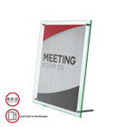 Deflecto - Porte-affiche à bord biseauté  - 8 1/2 po x 11 po - bordure teintée verte-Acrylique, PMMA, tiges métalliques