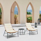 Manhattan Comfort - Ensemble de conversation moderne Sunset pour patio, 3 pièces - Crème - Lot de 3-Coussins amovibles avec fermeture éclair pour un nettoyage et un entretien faciles