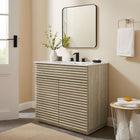 Modway - Render 36" Faux travertin Meuble de salle de bain avec lavabo - Blanc-Bassin d’évier en céramique