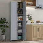 HOMCOM - Armoire de cuisine 67 po à 4 portes avec étagères réglables - gris-Les étagères réglables vous permettent de ranger des objets plus volumineux sans vous soucier de leur taille 