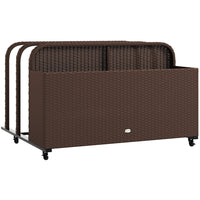 Outsunny - Rangement roulant pour flotteurs de piscine, brun-Divisé en 3 sections : 2 compartiments et 1 long panier de rangement pour les essentiels  