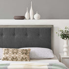 Modway - Draper Touffe Tissu et bois Tête de lit King, Charbon de bois gris-Bouton touffé