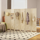 HOMCOM - Cloison de séparation autoportante 6 panneaux avec présentoir à panneau perforé pour bureau à domicile - bois naturel-La surface du panneau perforé offre une organisation pratique pour les petits objets  
