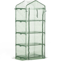 Outsunny - Serre portable 28 po L x 20 po l x 63 po H avec 4 étagères, vert foncé-Tube en acier de haute qualité et maille PE avec une construction solide, robuste et durable  
