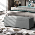 HOMCOM - Banc ottoman de rangement moderne rembourré à dessus relevable - gris clair-Assemblage requis 