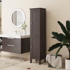 Kleankin - Armoire de salle de bain haute avec étagères réglables - brun foncé-Les pieds surélevés peuvent protéger vos objets de l’humidité 