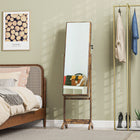 HOMCOM - Armoire à bijoux avec miroir - 18,4 po L x 14,4 po l x 59,6 po H - brun rustique-Fermeture magnétique sur la porte du miroir pour une ouverture et une fermeture en douceur 