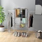 HOMCOM - Séchoir à linge pliable à 3 niveaux pour intérieur - blanc-Étagères rabattables, ailes rotatives et pieds pliables pour un rangement facile 