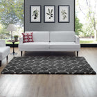 Modway - Solvea Treillis marocain Tapis 5 pi l x 8 pi L Shag Area - Gris foncé et ivoire-Dessous du tissu de jute adhéré