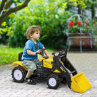 HOMCOM - Tracteur-bulldozer à conduite pour enfants, jouets de camion de construction - jaune-Pédalage dans les deux sens : mécanisme avant et arrière 