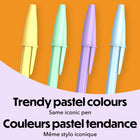 BIC - Cristal Pastel stylos-bille - 1,0 mm, encre noir, paquet de 8-Stylos encre noire : Chaque stylo à corps de couleur pastel contient une encre noire fluide