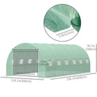 Outsunny grande serre de marche 20 pi x 10 pi x 6,6 pi avec fenêtres et porte, vert-La bâche verte en PE, robuste et durable, est imperméable et résistante aux UV  
