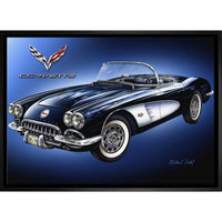 Corvette par Michael Fishel - Toile encadree - 31" x 22"-Impression sur toile de qualité supérieure avec bordures enveloppées