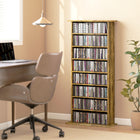 HOMCOM - Armoire de rangement multimédia à 8 niveaux - brun rustique-Sangle anti-basculement pour plus de sécurité