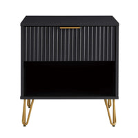 Manhattan Comfort - Table de nuit moderne DUMBO 20,07" à 1 tiroir - Noir-Moderne-contemporain avec une touche de glamour - Table de nuit pour chambre et salon