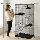 PawHut - Cage pour chat à 3 niveaux d’intérieur avec hamac et coussins pour 1 à 2 chatons-La structure en acier solide assure la sécurité de votre compagnon félin 
