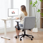 HOMCOM - Fauteuil de bureau large à croisillons avec accoudoirs et roulettes - gris-Structure avec base en métal et vérin à gaz de classe trois pour la durabilité et la stabilité 
