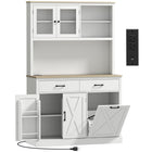 HOMCOM - Armoire de garde-manger 69 po avec station de charge - blanc-Trois armoires, deux tiroirs et des étagères réglables permettent de ranger les essentiels du quotidien 