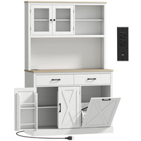 HOMCOM - Armoire de garde-manger 69 po avec station de charge - blanc-Trois armoires, deux tiroirs et des étagères réglables permettent de ranger les essentiels du quotidien 