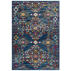 Modway - Entourage Réseau floral vieilli de Khalida Tapis de comédie 8 pi l x 10 pi L - Bleu Orange Jaune Rouge-Tapis vintage en treillis floraux vieillis