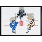 Sidney Crosby & Auston Matthews Overhead sur toile - Toile encadree - 31" x 22"-Impression sur toile de qualité supérieure avec bordures enveloppées
