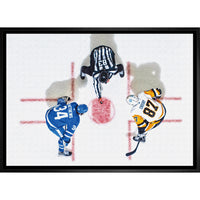Sidney Crosby & Auston Matthews Overhead sur toile - Toile encadree - 31" x 22"-Impression sur toile de qualité supérieure avec bordures enveloppées