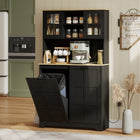 HOMCOM - Armoire de cuisine avec station de recharge et compartiment pour poubelle - noir-Cordon d’alimentation de 4,9 po (1,5 m) et trou pour câble pour une installation sans souci 