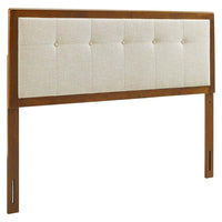 Modway - Draper Touffe Tissu et bois Tête de lit Queen, Noyer beige-Tête de lit reine rembourrée