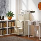 HOMCOM - Classeur à 3 tiroirs pour documents format lettre/A4 verrouillable - chêne-Le design compact occupe peu d’espace au sol 
