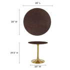 Modway - Lippa Rond de 28 po Bois Table à manger, Noyer cerise doré-Placage en grain de bois et plateau de table en MDF