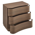 Modway - Mirae 3 tiroirs Commodeuse compacte courbe, Chêne brun brossé-Assemblée requise