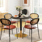 HOMCOM - Table à manger ronde avec plateau effet marbre pour cuisine - noir-Plateau de table rond spacieux pour accueillir nourriture et boissons 