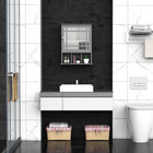 Kleankin - Armoire de salle de bain murale avec miroir et trois étagères - gris-Armoire à porte avec une étagère et 3 étagères ouvertes en bas pour vos articles quotidiens 