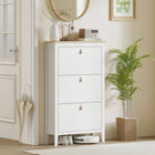 HOMCOM - Armoire à chaussures avec 3 tiroirs basculants au design étroit - blanc-Design mince idéal pour les petits espaces et les logements compacts 