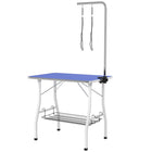 PawHut - Table de Toilettage pour Chien avec Bras Réglable - Bleue-Le bras de toilettage réglable varie de 5,9 po à 31,5 po H (15-80 cm), comprend deux laisses