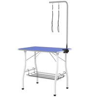 PawHut - Table de Toilettage pour Chien avec Bras Réglable - Bleue-Le bras de toilettage réglable varie de 5,9 po à 31,5 po H (15-80 cm), comprend deux laisses