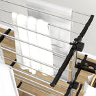HOMCOM - Séchoir à vêtements 4 niveaux avec ailes latérales et roulettes pour intérieur/extérieur - noir-Livré avec 6 roulettes universelles en PP, dont 2 verrouillables 