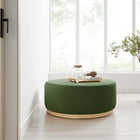 Modway - Tilden Gros velours rond de performance de 38" Rembourré Ottoman - Moss Green Natural-Rembourrage en mousse dense