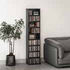 HOMCOM - Armoire de rangement multimédia à 9 niveaux - 55.1 po H - noir-Sa conception étroite maximise l'espace dans les petits endroits