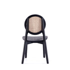 Manhattan Comfort - Chaise de salle à manger Versailles 47 cm dossier rond style industriel chic - noir et cannage naturel - lot de 4-Livré chez vous entièrement assemblé Aucun assemblage requis