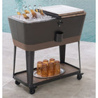 Permasteel - Glacière de patio 80 pintes - Effilée - Grain de bois - Garniture brune-Couvercle double pour un accès facile
