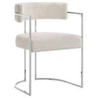 Modway - Huron Dos courbé Tissu et métal Chaise d’accent pour salle à manger - Crème d’argent-Chaise à manger moderne en tonneau