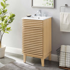 Modway - Render 18" Armoire à coiffeuse de salle de bain - Oak White-Porte à fermeture douce